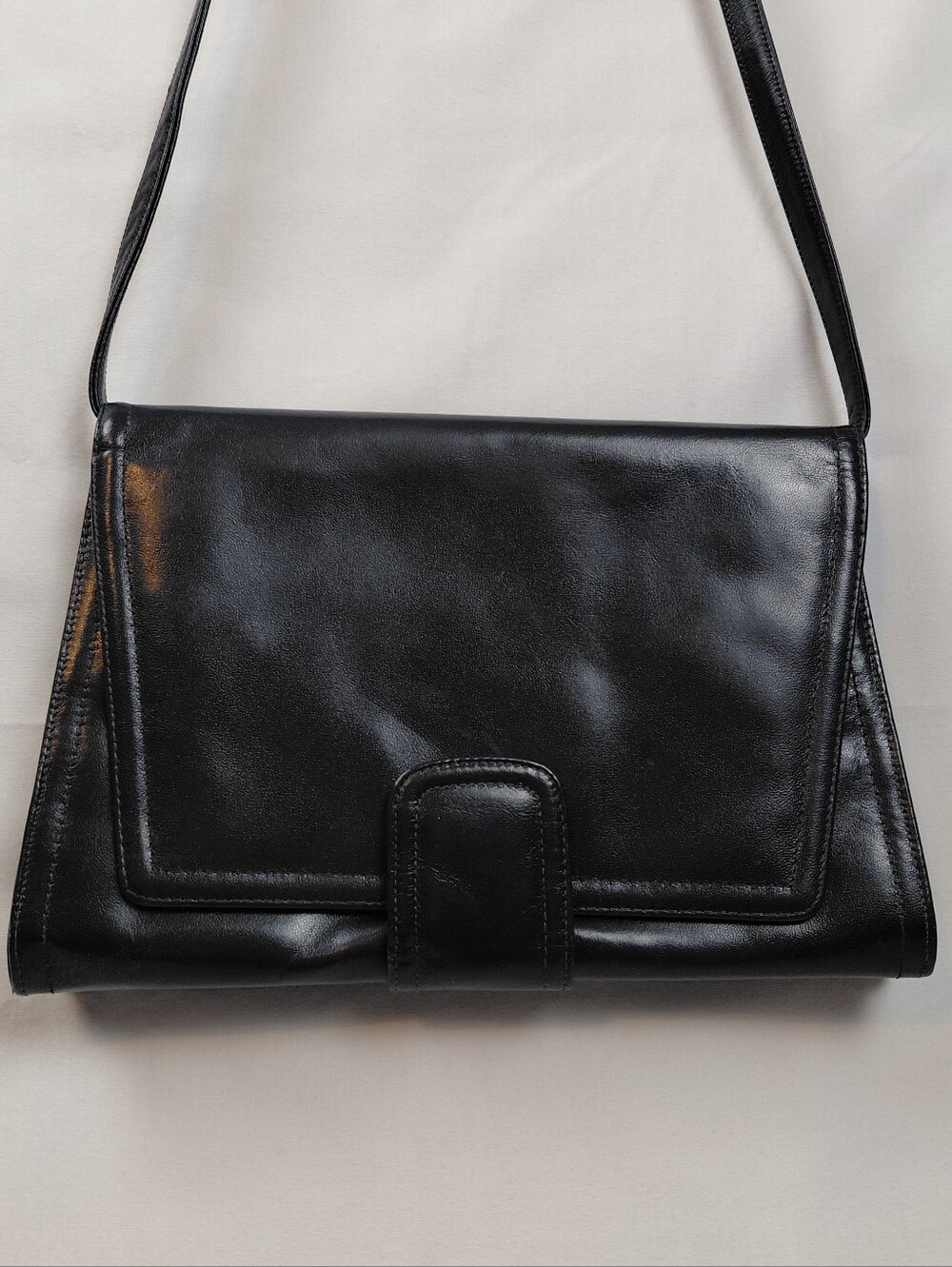 Susan Gail Genuine Leather Envelope Style Handbag Purse Shoulder Bag Navy Blue